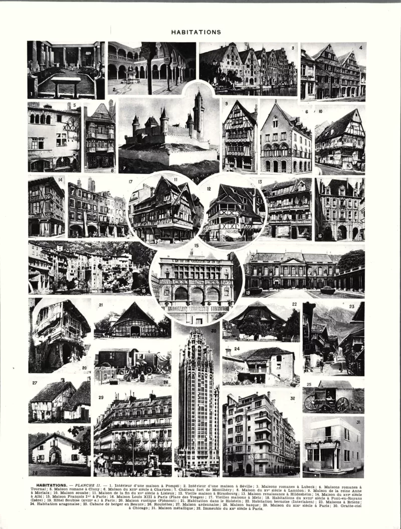 XX31930HABI-V-habitations Habitations, maisons européennes et architectures urbaines, verso de la planche de 1930