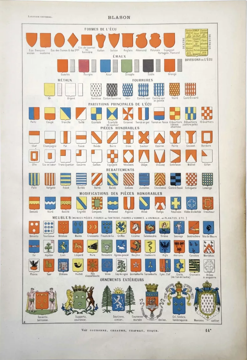LU11922BLAS-R-blasons Blason et héraldique en couleurs, formes d’écus, émaux, partitions et symboles, 1922