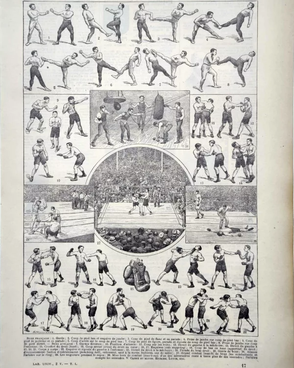 LU11922BOXE-R-boxe-sport Boxe française et anglaise, techniques, entraînement et combats illustrés par Dessertenne, 1922