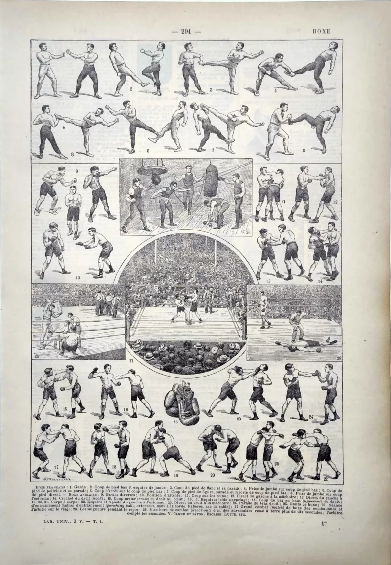 LU11922BOXE-R-boxe-sport Boxe française et anglaise, techniques, entraînement et combats illustrés par Dessertenne, 1922