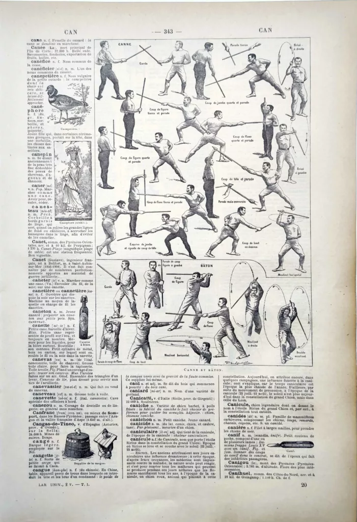Techniques de combat à la canne et au bâton illustrées par Paul de Laubadère, 1922