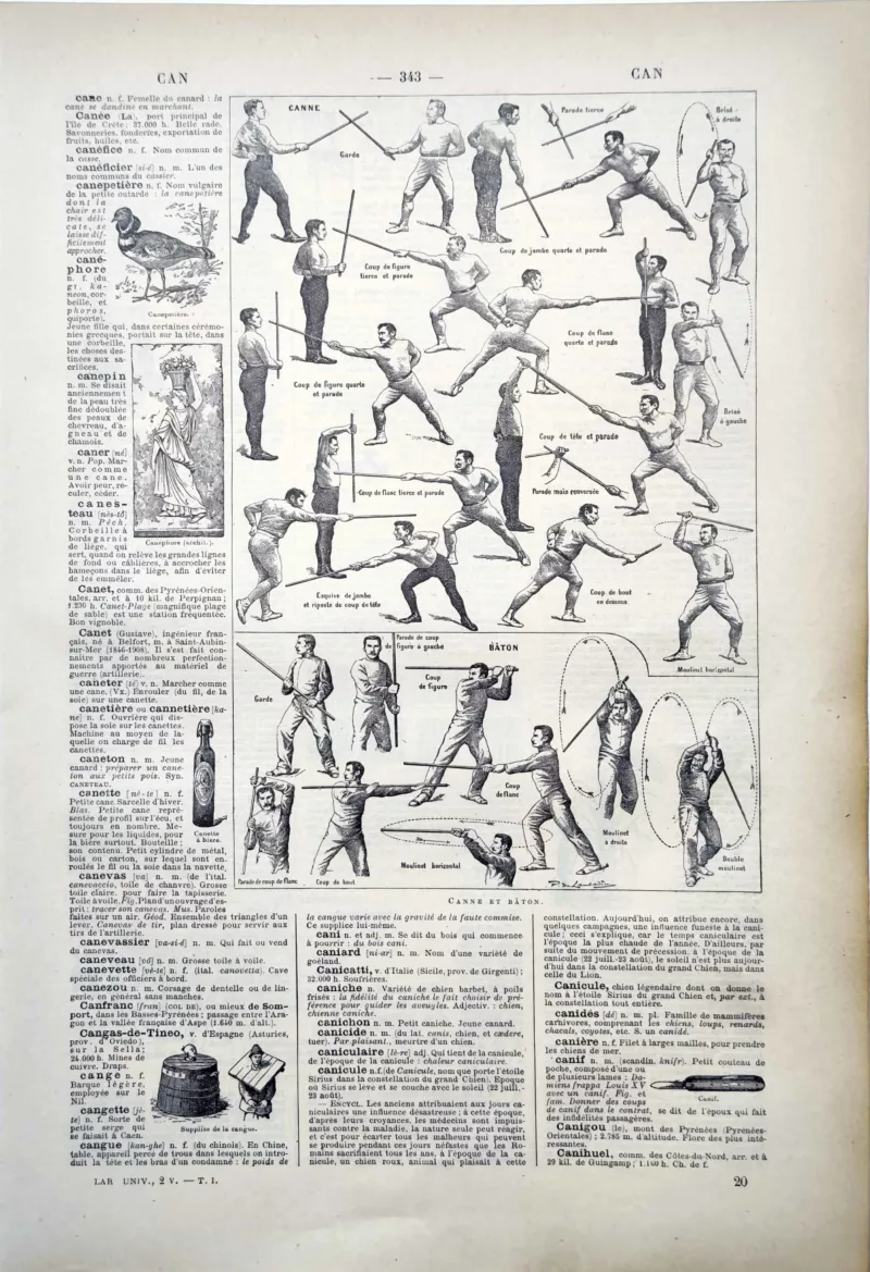 LU11922CANN-R-canne-sport Techniques de combat à la canne et au bâton illustrées par Paul de Laubadère, 1922
