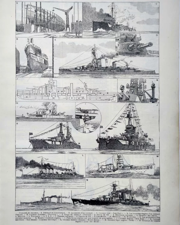 Cuirassés et croiseurs, navires de guerre et artillerie navale illustrés par Léon Haffner, 1922