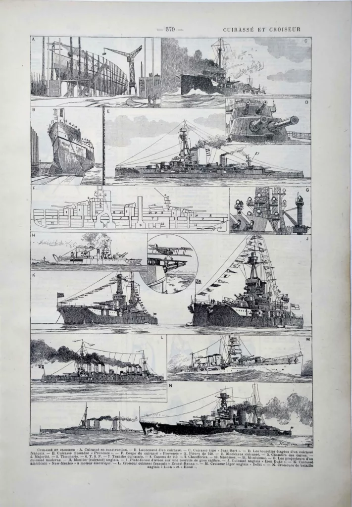 Cuirassés et croiseurs, navires de guerre et artillerie navale illustrés par Léon Haffner, 1922