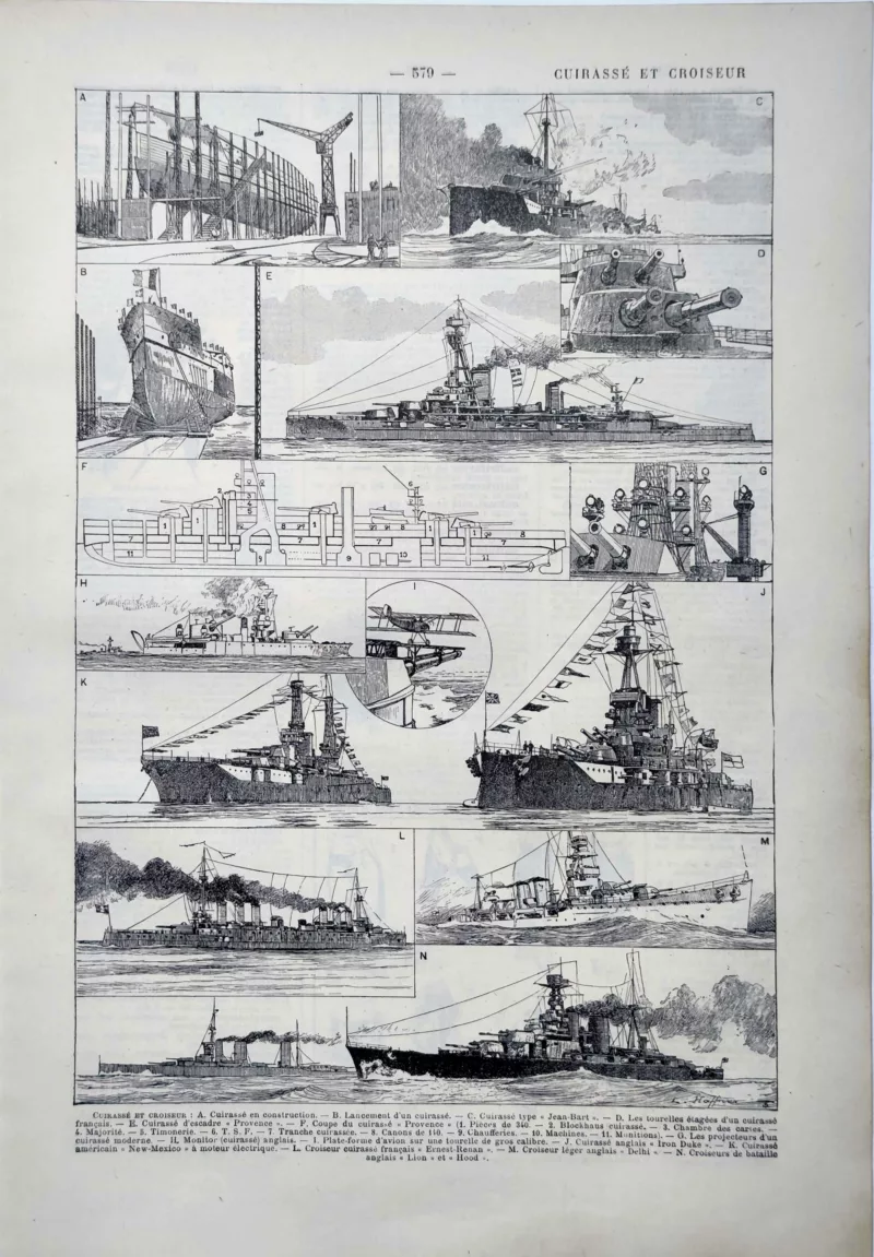LU11922CUIR-R-cuirasse-croiseur Cuirassés et croiseurs, navires de guerre et artillerie navale illustrés par Léon Haffner, 1922