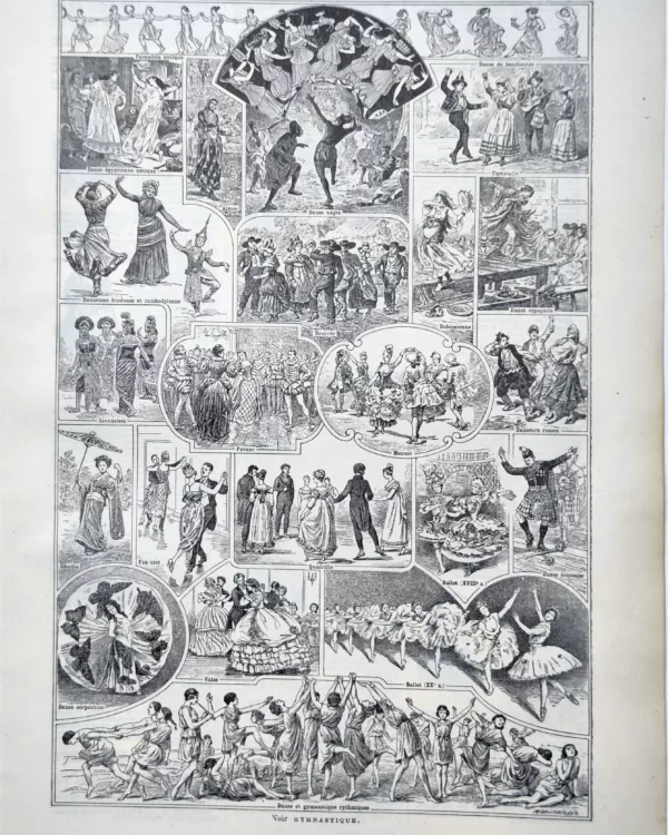 Danses anciennes et traditionnelles, ballet, valse et danses du monde, planche de 1922