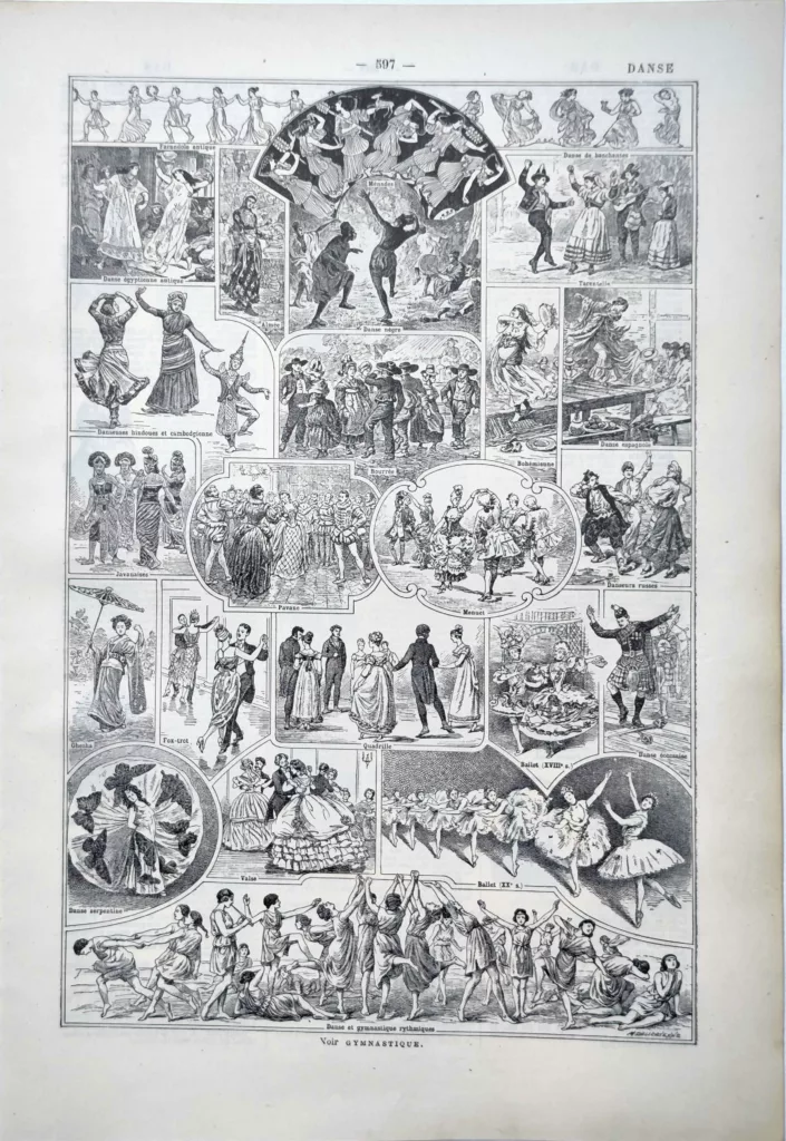 Danses anciennes et traditionnelles, ballet, valse et danses du monde, planche de 1922