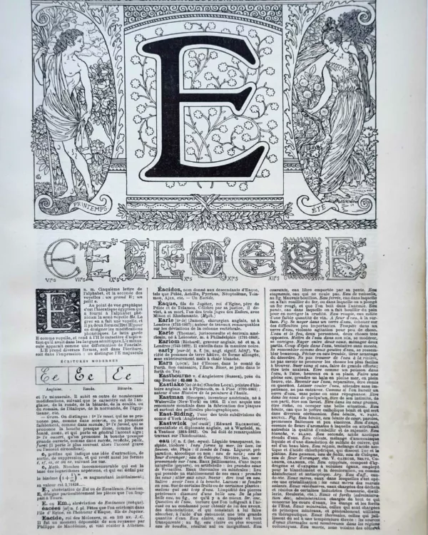 LU11922E000-R-lettre-E Lettre E décorative, alphabets anciens et modèles d’écriture, page de 1922