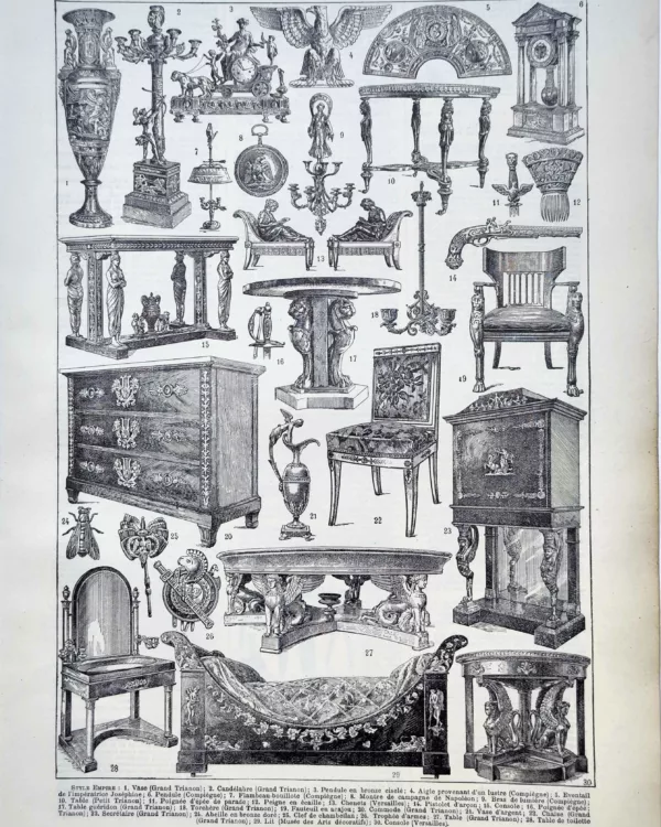 LU11922EMPI-R-style-empire Style Empire, mobilier, pendules et arts décoratifs, planche ancienne de 1922