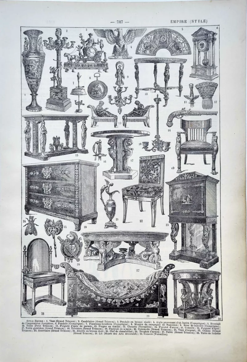LU11922EMPI-R-style-empire Style Empire, mobilier, pendules et arts décoratifs, planche ancienne de 1922