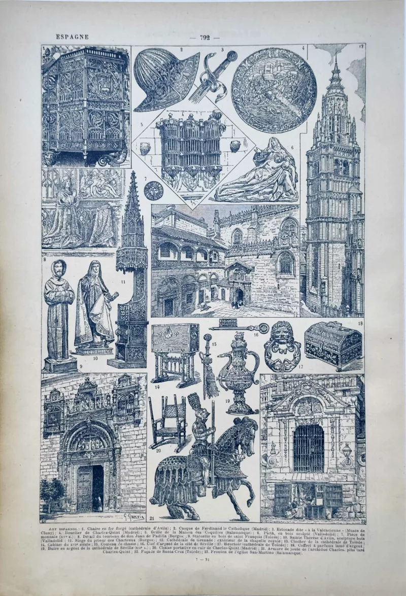 LU11922ESPA-V-espagne-portugal Art espagnol, architecture, sculpture et objets décoratifs, planche de 1922