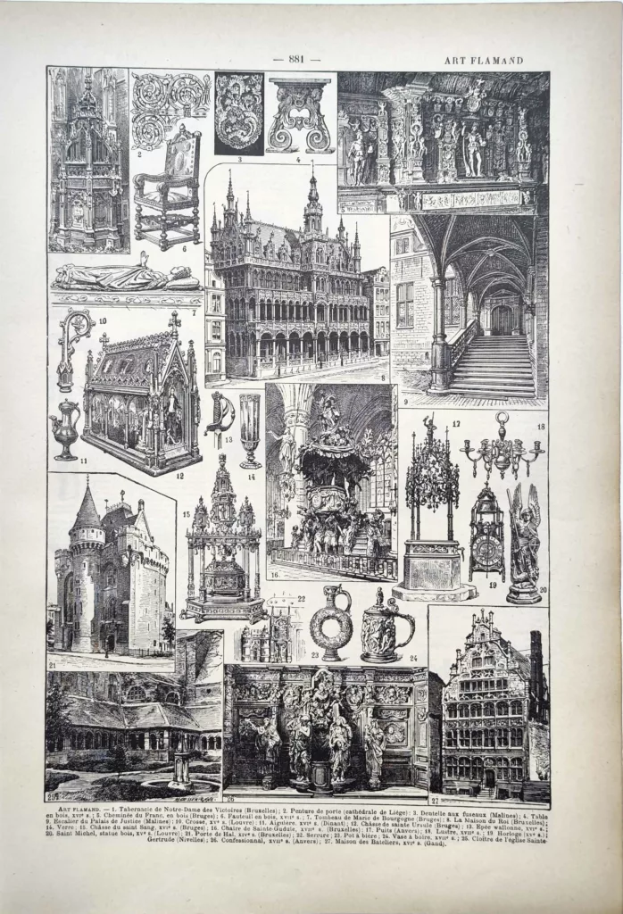 Art flamand, architecture de Bruxelles, Gand et Malines et arts décoratifs, planche de 1922