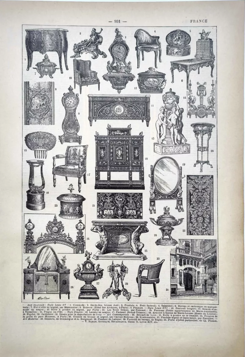 LU11922FRAA-R2-art-france Art français des XVIIe au XIXe siècles, mobilier, pendules et arts décoratifs, planche de 1922
