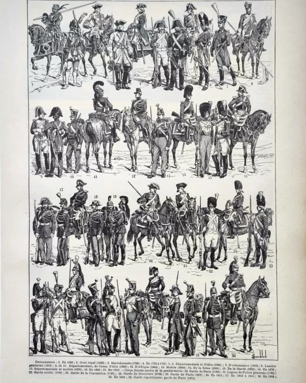 LU11922GEND-R-gendarmerie Gendarmerie française, uniformes à pied et à cheval de 1600 à 1912, Louis Charles Bombled, 1922
