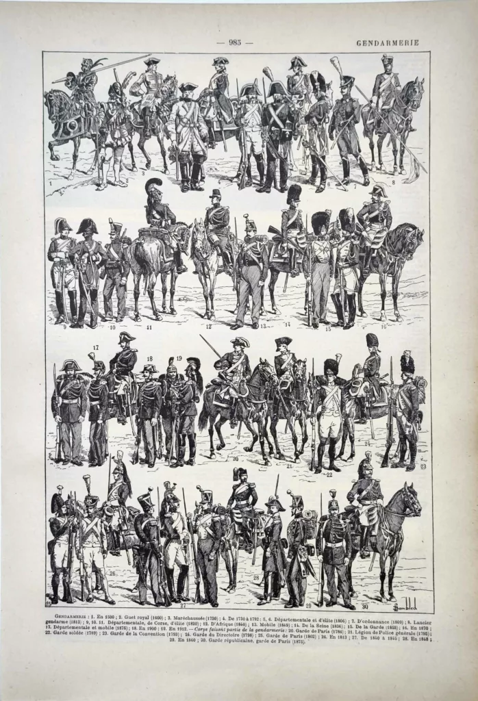Gendarmerie française, uniformes à pied et à cheval de 1600 à 1912, Louis Charles Bombled, 1922