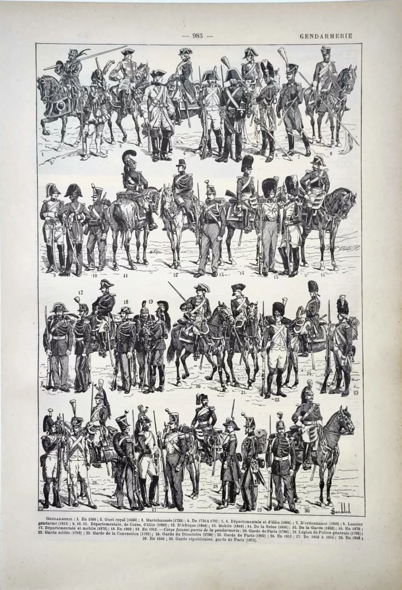 LU11922GEND-R-gendarmerie Gendarmerie française, uniformes à pied et à cheval de 1600 à 1912, Louis Charles Bombled, 1922