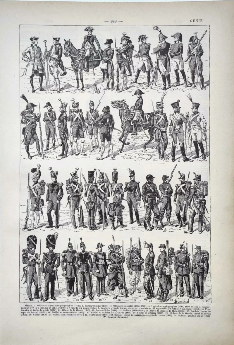 LU11922GENI-R-genie Génie militaire français, uniformes d’ingénieurs et de sapeurs de 1768 à 1910, Louis Charles Bombled, 1922