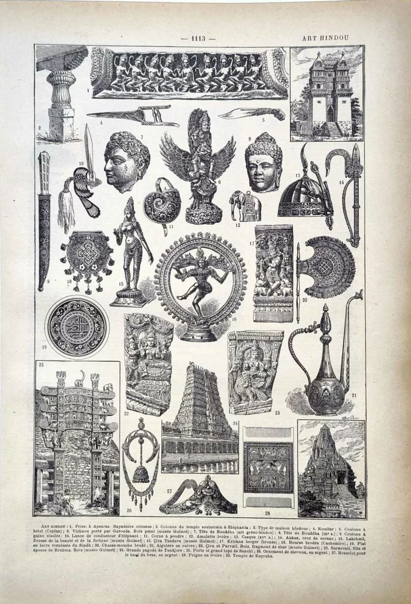 LU11922HIND-R-art-hindou Art hindou, sculptures, Shiva, objets décoratifs et architecture religieuse, planche de 1922