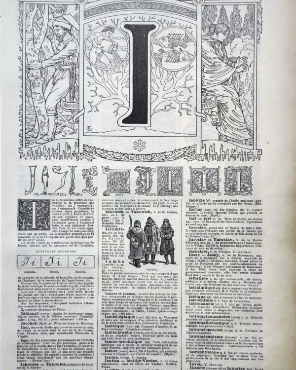 LU11922I000-R-lettre-I Lettre I décorative, alphabet et typographie ancienne, planche de 1922
