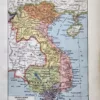 LU11922INDO-R-indochine-carte Indochine française, carte géographique ancienne en couleurs de 1922