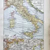 Italie, carte géographique ancienne en couleurs de 1922