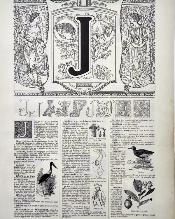 LU11922J000-R-lettre-J Lettre J décorative, alphabet et typographie ancienne, planche de 1922