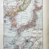LU11922JAPO-R-japon-carte Empire du Japon, carte géographique ancienne en couleurs de 1922