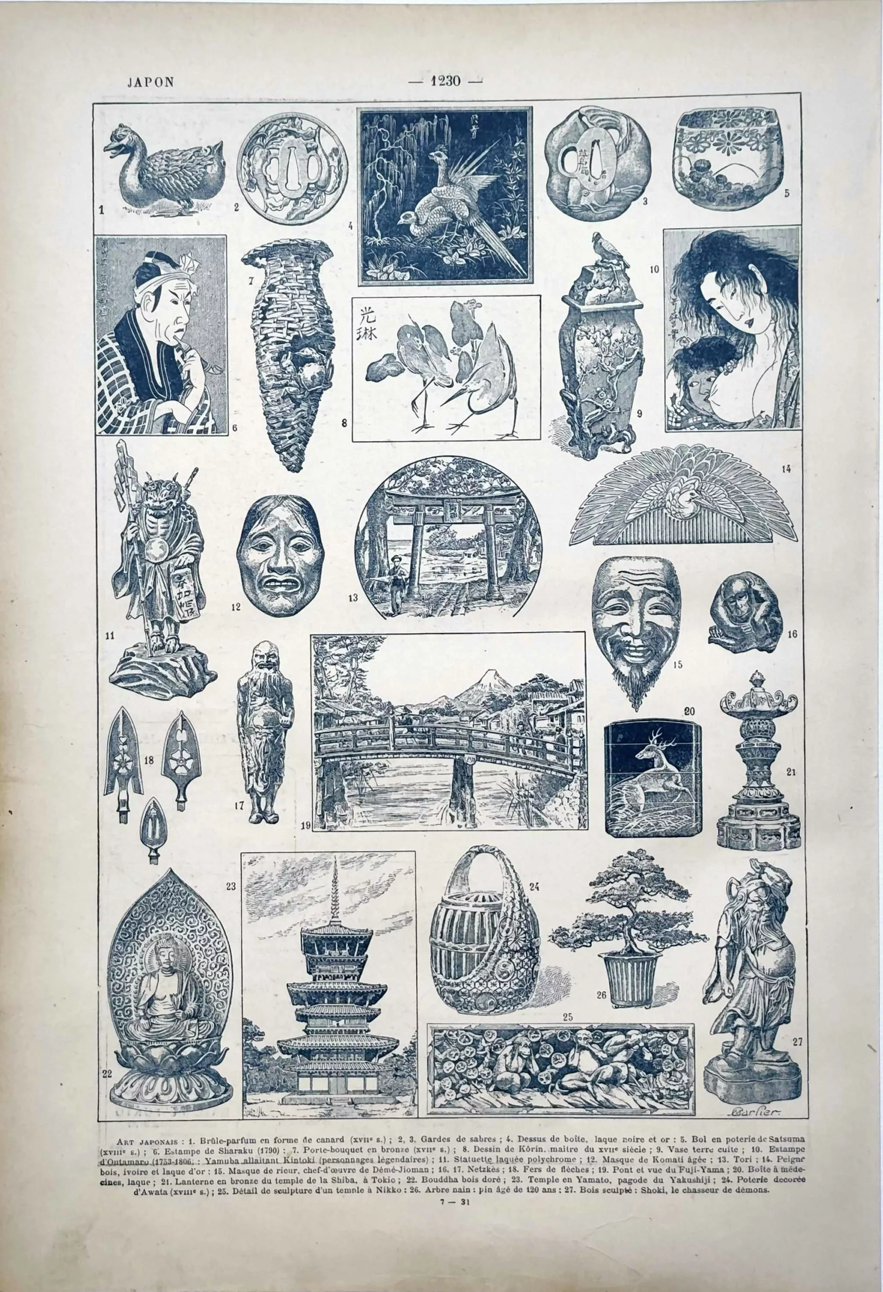 LU11922JAPO-V-japon-art Art japonais, estampes sculptures et objets décoratifs, planche ancienne de 1922