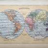 LU21923MAPE-R-Mappemonde Mappemonde ancienne en couleurs avec hémisphères occidental et oriental, 1923