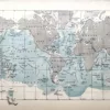 LU21923MERC-R-Mer Carte mondiale des profondeurs des mers et océans, document cartographique ancien de 1923