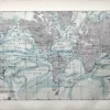 LU21923MERC-V-Mer-courants Carte mondiale des courants océaniques chauds et froids, document cartographique ancien de 1923