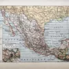 LU21923MEXI-R-Mexique-carte Carte ancienne en couleurs du Mexique et de ses États, document géographique de 1923