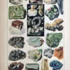 Minéraux et cristaux colorés, spécimens géologiques, planche minéralogique de 1923