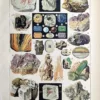 Cristaux, pierres précieuses et minéraux colorés, planche minéralogique de 1923