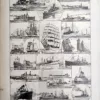 LU21923NAVI-R2-Navires Principaux types de navires à voile et à vapeur, planche maritime ancienne de 1923