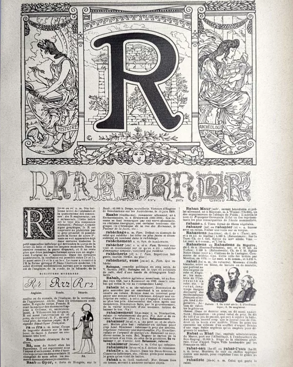 LU21923R000-R-Lettre-R Lettre R, alphabet décoratif et typographie ancienne, planche de 1923