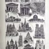 Temples, églises, mosquées et édifices religieux, planche ancienne de 1923