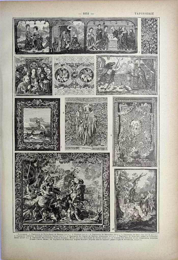 Tapisseries anciennes et art textile européen, planche encyclopédique de 1923