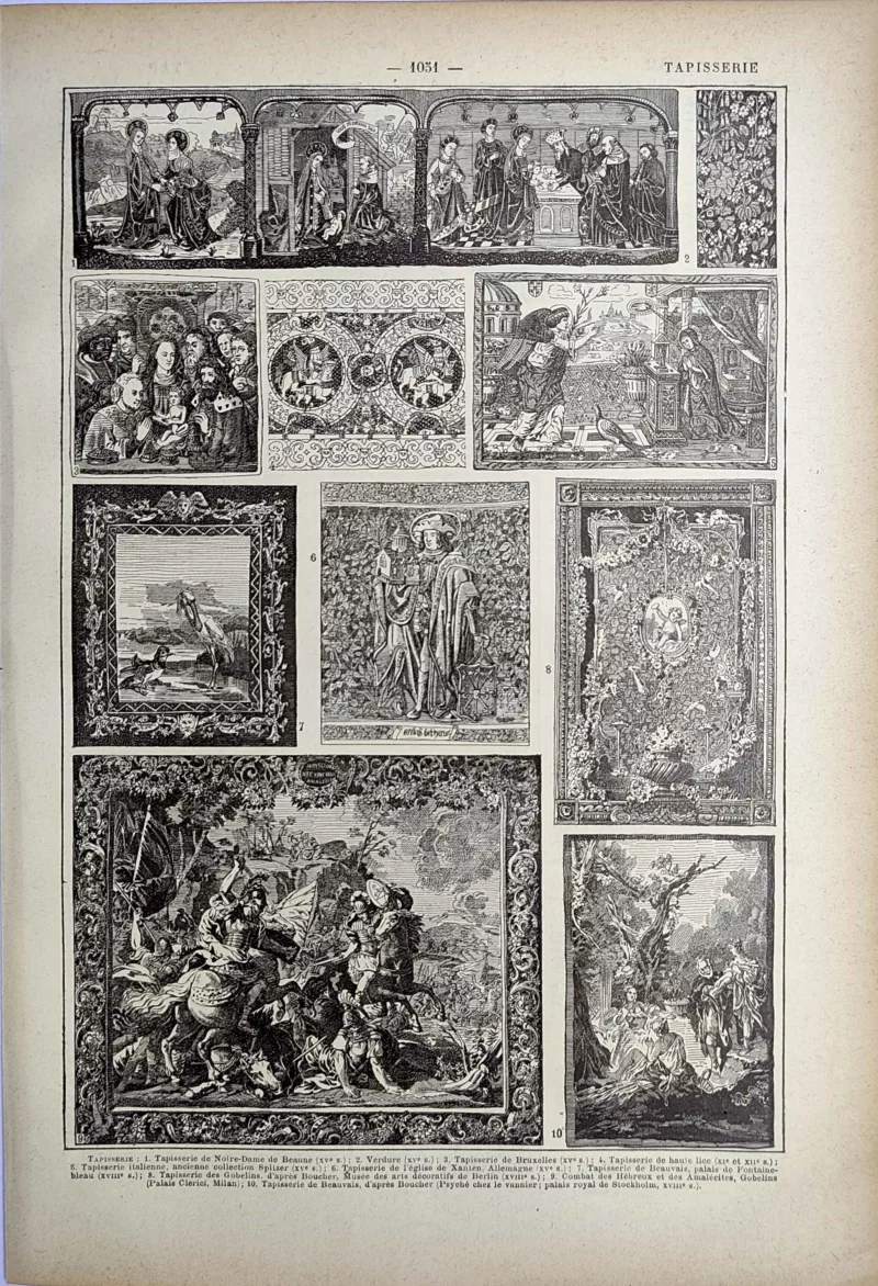 LU21923TAPI-R-Tapisserie Tapisseries anciennes et art textile européen, planche encyclopédique de 1923