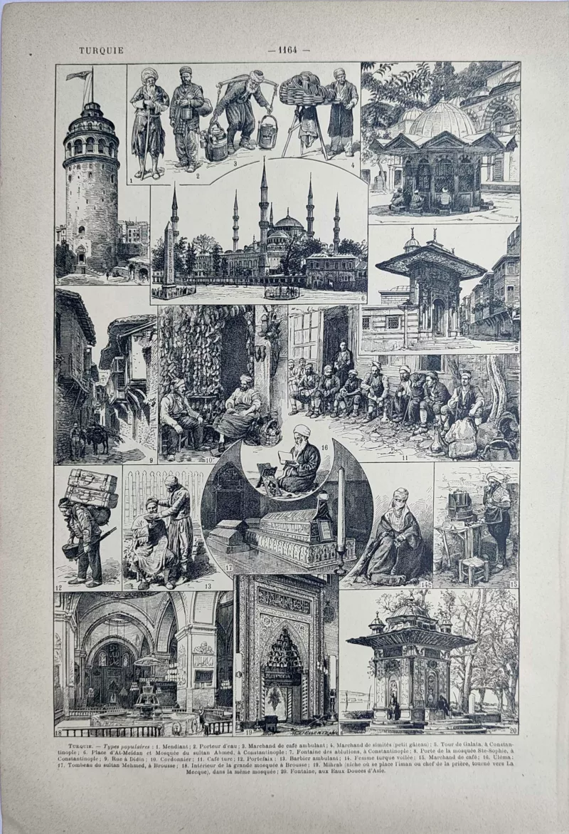 LU21923TURQ-V-Turquie Monuments de Constantinople, métiers et scènes de vie en Turquie, illustrations de 1923